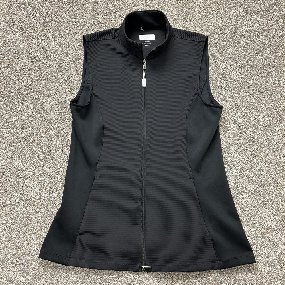 Greg Norman Windbreaker Jacket Womens Small Black Sleeveless Full Zip Golf
